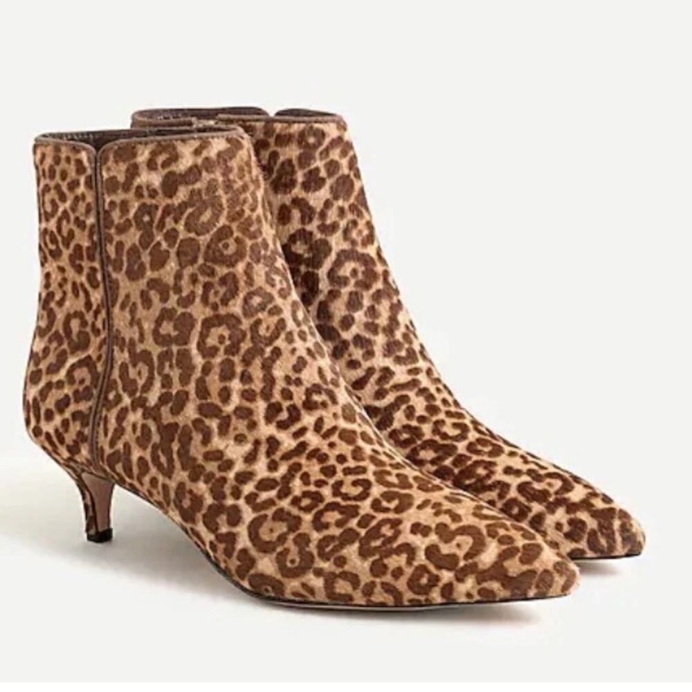 J.Crew Fiona Kitten-heel Ankle Boots In Leopard Calf Hair